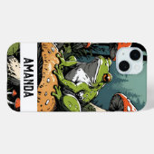 ヴィンテージグリーンフロッグオンマッシュルーム名前をカスタムする Case-Mate iPhoneケース (裏面 (横))