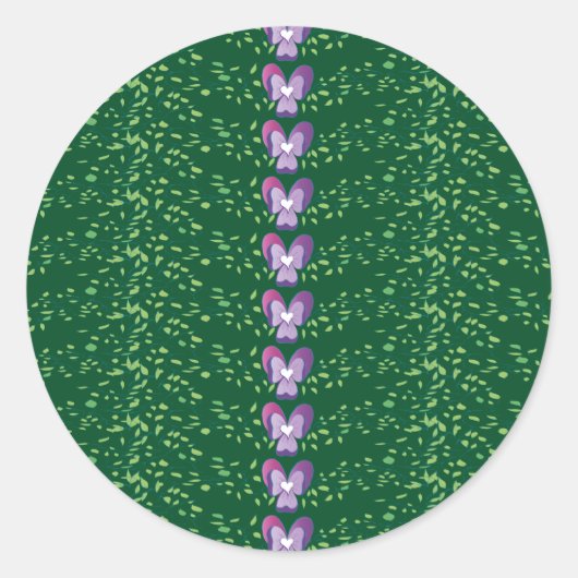 ヴィンテージグリーンフローラの壁紙パターン ラウンドシール (正面)