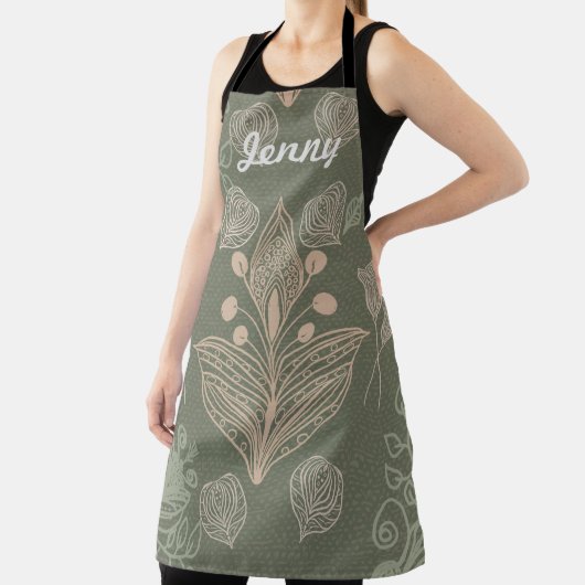 ヴィンテージグリーンフローラオールオーバープリントエプロン エプロン (インサイチュ)