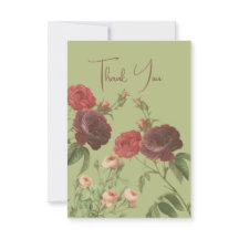 ヴィンテージグリーンフローラサンキューカード