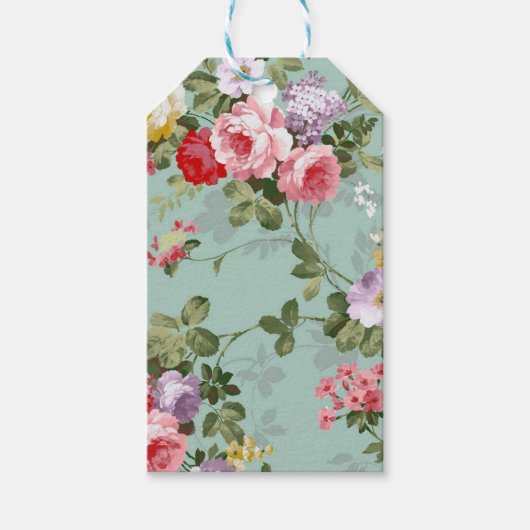 ヴィンテージグリーンフローラデザイン ギフトタグ (正面)