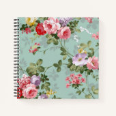 ヴィンテージグリーンフローラデザイン ノートブック (正面)