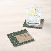 ヴィンテージグリーンフローラボホ結婚のカスタムありがとう スクエアペーパーコースター (インサイチュ)