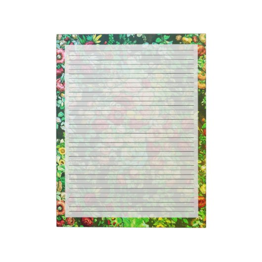 ヴィンテージグリーンフローラ並み文房具大学ルール ノートパッド (回転)