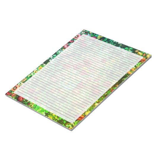 ヴィンテージグリーンフローラ並み文房具大学ルール ノートパッド (アングル)