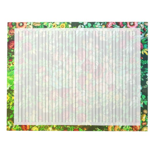 ヴィンテージグリーンフローラ並み文房具大学ルール ノートパッド (正面)