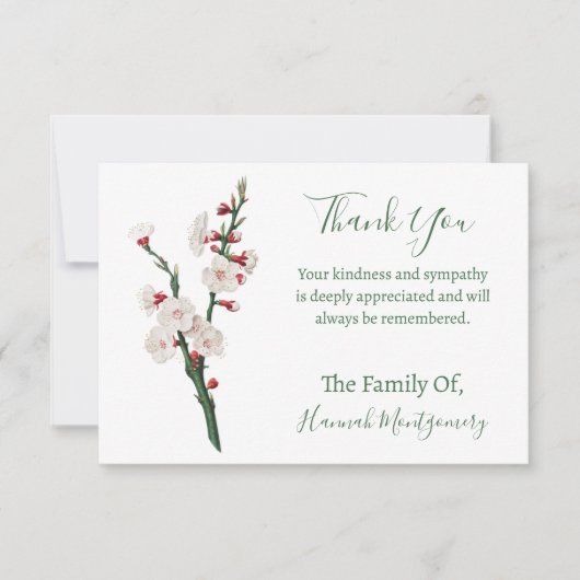 ヴィンテージグリーンフローラ悔やみや弔慰サンキューカード ノートカード (正面)