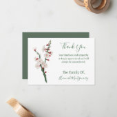 ヴィンテージグリーンフローラ悔やみや弔慰サンキューカード ノートカード (正面/裏面インサイチュ)