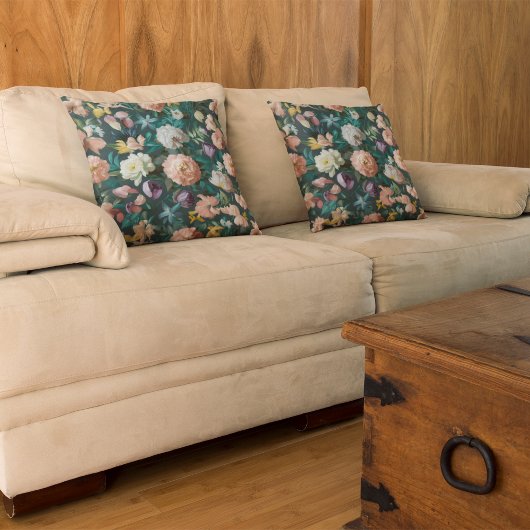 ヴィンテージグリーンフローラ春装飾用クッション クッション