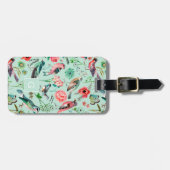 ヴィンテージグリーンフローラ鳥類の植物模様 ラゲッジタグ (正面横)