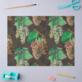 ヴィンテージグリーンブドウと茶色のデクページ上のつる植物 薄葉紙 (クラフト)