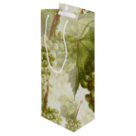 ヴィンテージグリーンブドウ&葉パターン ワインギフトバッグ