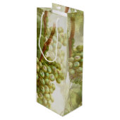 ヴィンテージグリーンブドウ&葉パターン ワインギフトバッグ (正面アングル)