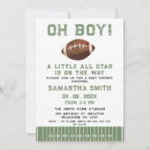 ヴィンテージグリーンブラウンオールスターフットボール赤ちゃんシャワー 招待状 (正面)