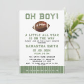 ヴィンテージグリーンブラウンオールスターフットボール赤ちゃんシャワー 招待状 (スタンド正面)