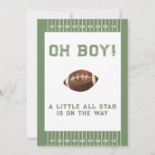 ヴィンテージグリーンブラウンオールスターフットボール赤ちゃんシャワー 招待状 (裏面)