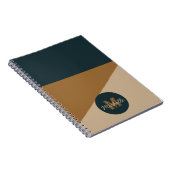 ヴィンテージグリーンブラウンヴィンテージカラーブロックモノグラム ノートブック (右側)