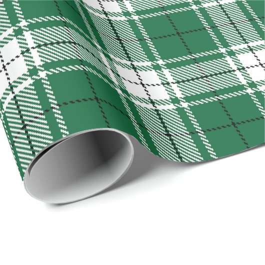 ヴィンテージグリーンブラックとホワイト素朴なタータンチェックプレイド ラッピングペーパー (ロールコーナー)