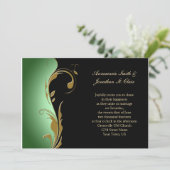 ヴィンテージグリーンブラック&金ゴールド結婚式招待状 招待状 (スタンド正面)