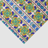 ヴィンテージグリーンブルーオレンジグラフィックパターン 薄葉紙 (詳細)