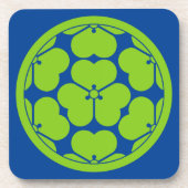 ヴィンテージグリーンブルー長宗我部日本門東洋人 コースター (正面)