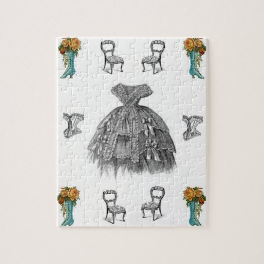 ヴィンテージグリーンブーツジグソーパズル彼女 ジグソーパズル (縦)