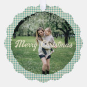 ヴィンテージグリーンプライド銀杏素朴の写真クリスマス オーナメントカード (正面)