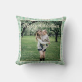 ヴィンテージグリーンプライド銀杏素朴の写真クリスマス クッション (正面)
