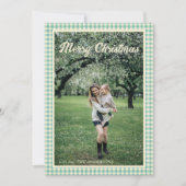 ヴィンテージグリーンプライド銀杏素朴の写真クリスマス シーズンカード (正面)