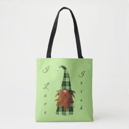 ヴィンテージグリーンプレイドセントパトリック格言I love Irish トートバッグ