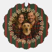 ヴィンテージグリーンプレイドパターンワンフォトクリスマス オーナメントカード (裏面)