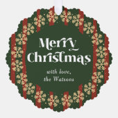 ヴィンテージグリーンプレイドパターンワンフォトクリスマス オーナメントカード (正面)