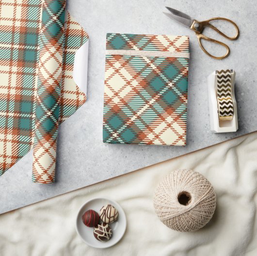 ヴィンテージグリーンプレイ市松模様にドティッシュペーパー ラッピングペーパー (クラフト)