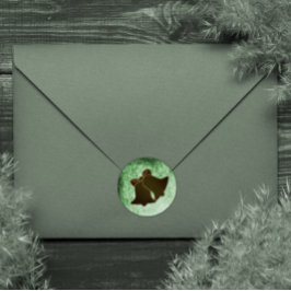 ヴィンテージグリーンベルとブラウンベルの封筒用シール ラウンドシール