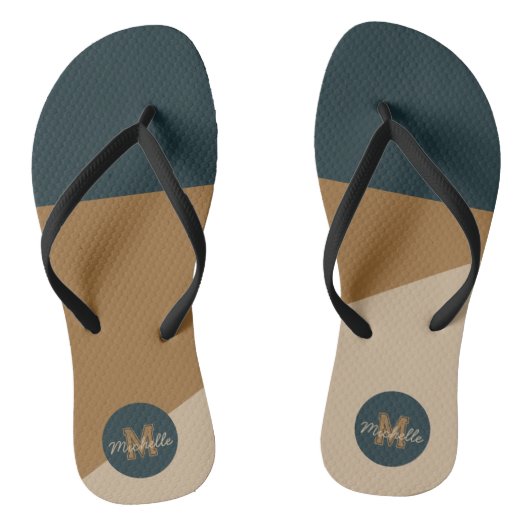 ヴィンテージグリーンベージュカラーブロックモノグラーム ビーチサンダル (ソール)