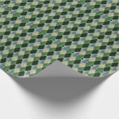 ヴィンテージグリーンベージュ幾何学聖パトリック模様 ラッピングペーパー (角)