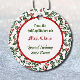 ヴィンテージグリーンホリーレッドベリーカスタムラベル フェイバータグ