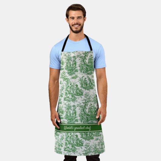 ヴィンテージグリーンホワイトトイレデジュエリー エプロン (着用した状態)