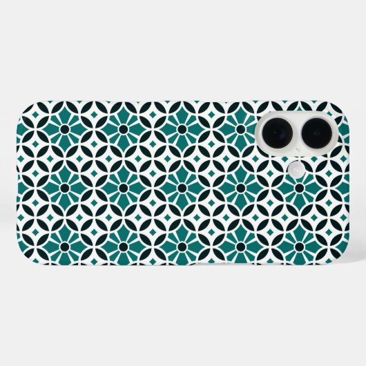 ヴィンテージグリーンホワイトバルセロナスタータイル幾何学模様 Case-Mate iPhoneケース (裏面 (横))