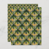 ヴィンテージグリーンホワイトフローラルパターンパトリック紙 (正面/裏面)