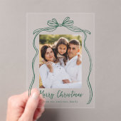 ヴィンテージグリーンボウメリークリスマスフォト アクリル招待状 (インサイチュ (ポータブル))