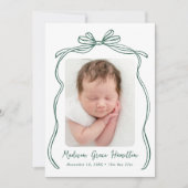 ヴィンテージグリーンボウ2フォト誕生 案内状 (正面)