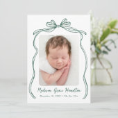 ヴィンテージグリーンボウ2フォト誕生 案内状 (スタンド正面)