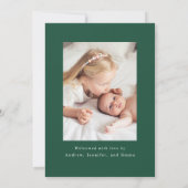 ヴィンテージグリーンボウ2フォト誕生 案内状 (裏面)