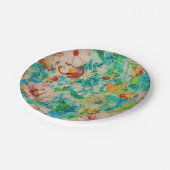 ヴィンテージグリーンボタニカルサマーガーデンバラ花 ペーパープレート (アングル)