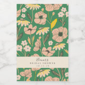 ヴィンテージグリーンボヘミアンフラワーブライダルシャワー ワインラベル (シングルラベル)