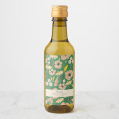 ヴィンテージグリーンボヘミアンフラワーブライダルシャワー ワインラベル (正面)