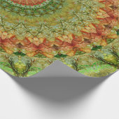 ヴィンテージグリーンボヘミアン模様 ラッピングペーパー (角)