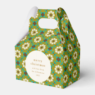 ヴィンテージグリーンボホフローラカスタムメリークリスマス フェイバーボックス