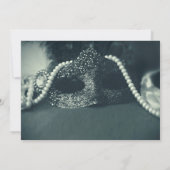 ヴィンテージグリーンマスカレードマスク結婚真珠 招待状 (裏面)